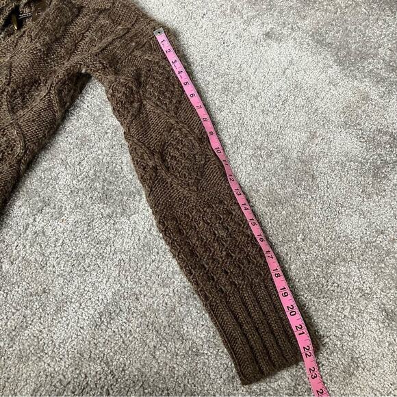 Carole Little Brown Cable Knit Wool Alpaca Blend Cardigan Sweater L Cottagecore - Picture 11 of 11